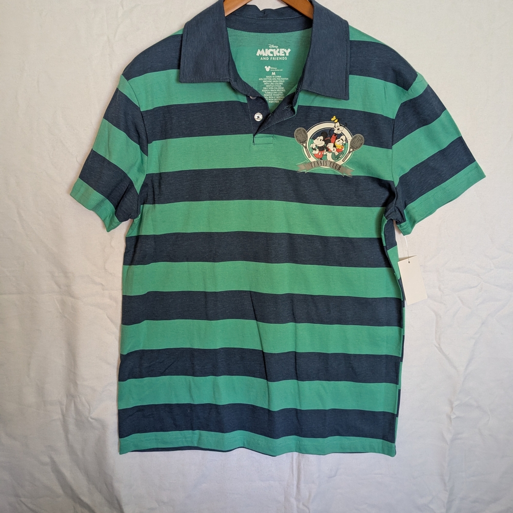 Disney Mickey & Friends Green Striped Polo